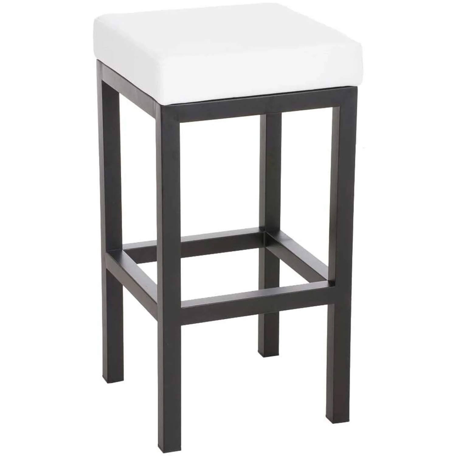 DELUKE Barhocker KIEL Weiß Kunstleder Stahl 85cm Höhe Barstuhl Ohne Lehne Tresenhocker Tresenstuhl