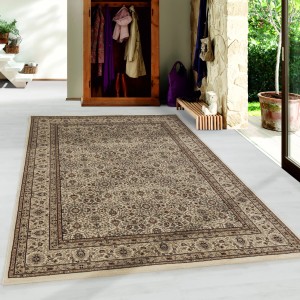 Beiger Orientteppich Kashmir mit floralem Muster, 120x170 cm. Dekorativer Teppich für Wohnräume.