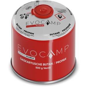 Evocamp Gaskartusche mit 500g Butan/Propan für Campingkocher und Gasgrills.