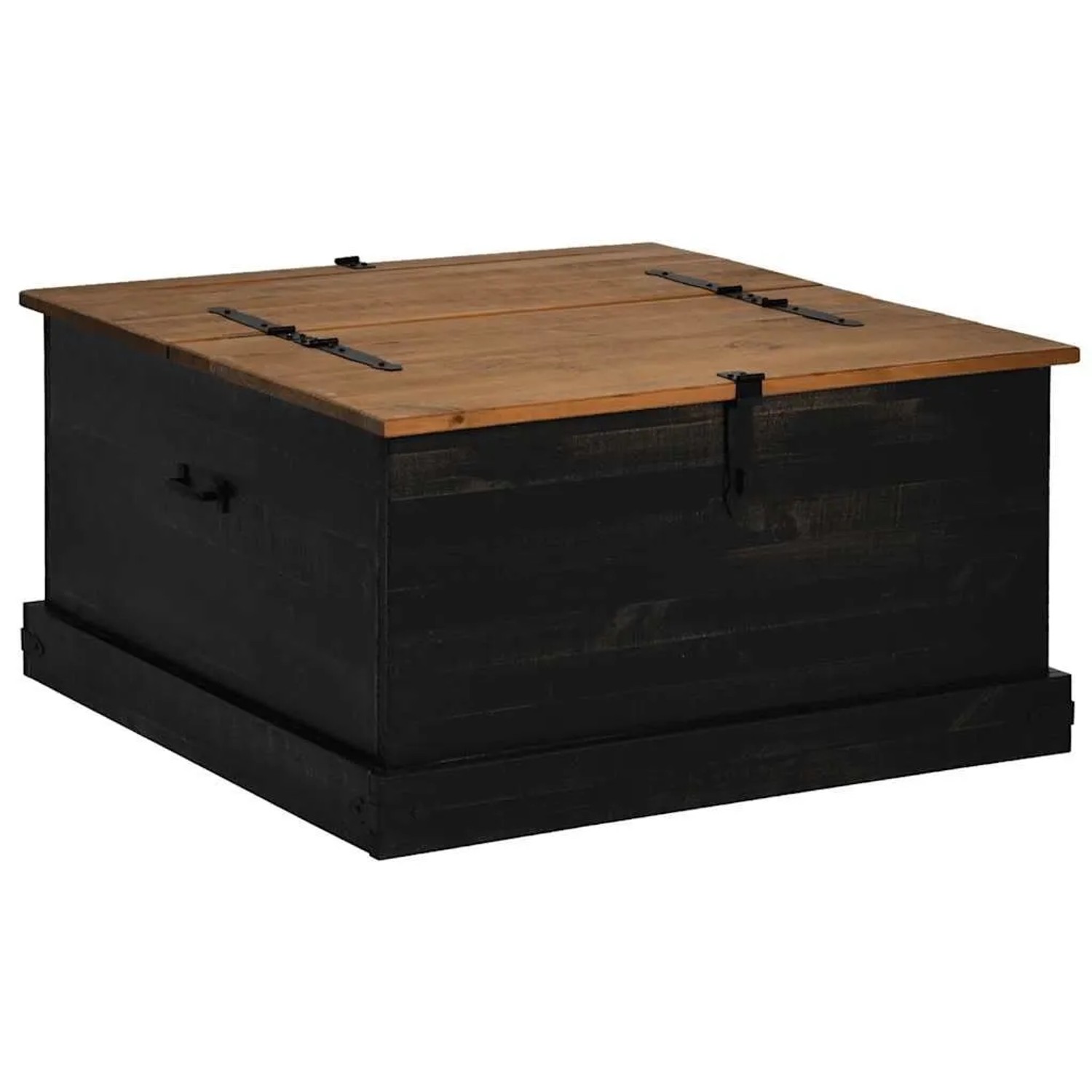vidaXL Truhe HALDEN Schwarz 91x91x47 cm Massivholz Kiefer 4018408