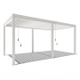 Weißer Weide Classic Pavillon 3x5,3m mit Alu-Stahl-Konstruktion und Lamellen zur individuellen Lichtsteuerung.
