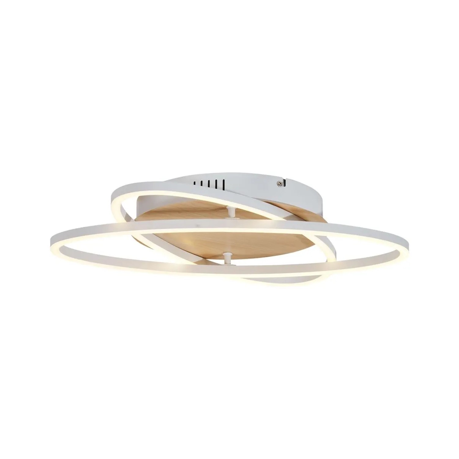 QAZQA Deckenleuchte Weiß mit Holz inkl  LED 3 Stufen Dimmbar 2 Flammig Kane