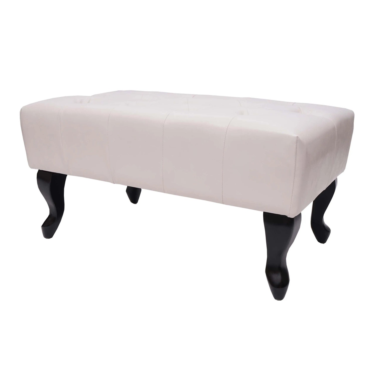 MCW Ottomane Chesterfield Kunstleder 39x77x47cm Creme-Weiß