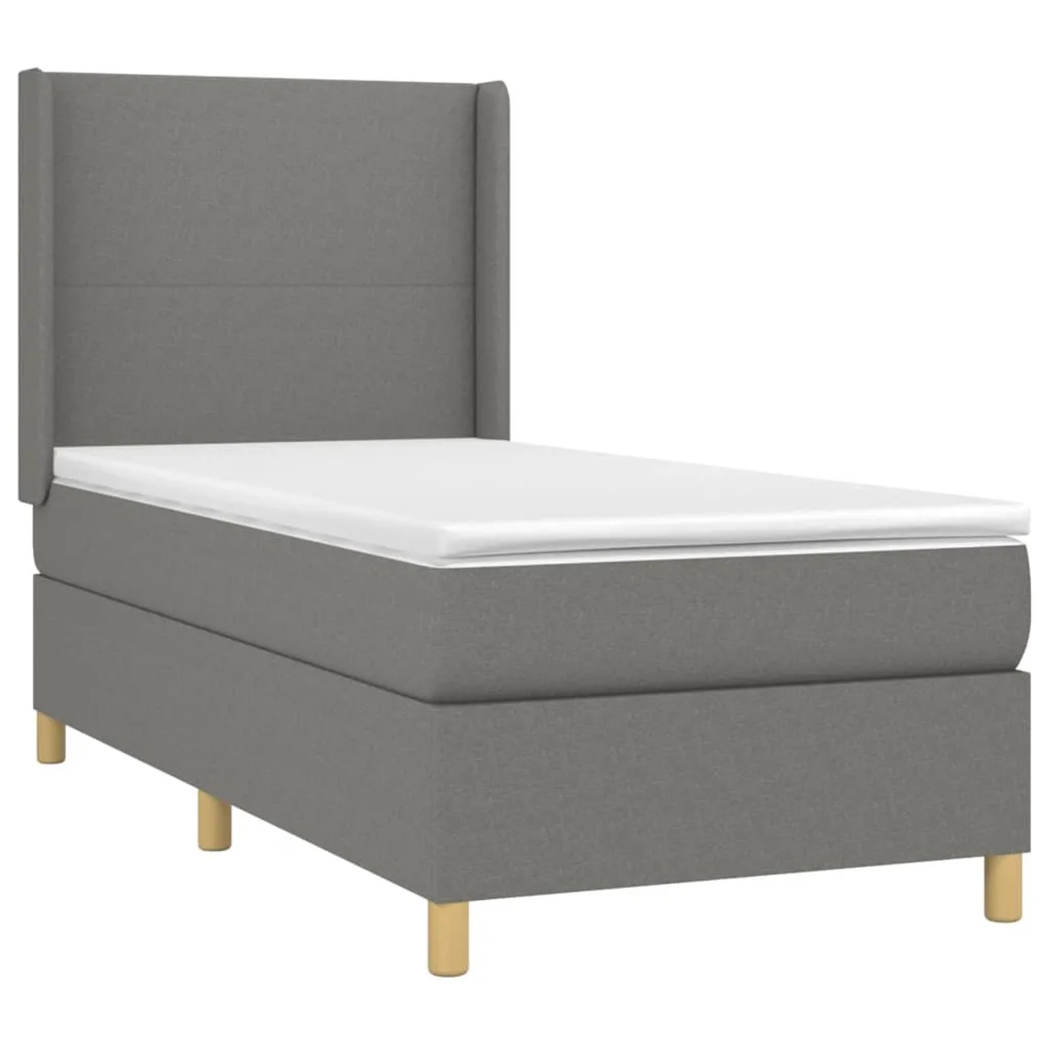 Dunkelgraues vidaXL Boxspringbett 80x200 cm mit Matratze und Kopfteil.