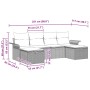 vidaXL 6-Tlg. Garten-Sofagarnitur, schwarz, Poly Rattan, mit Maßangaben.