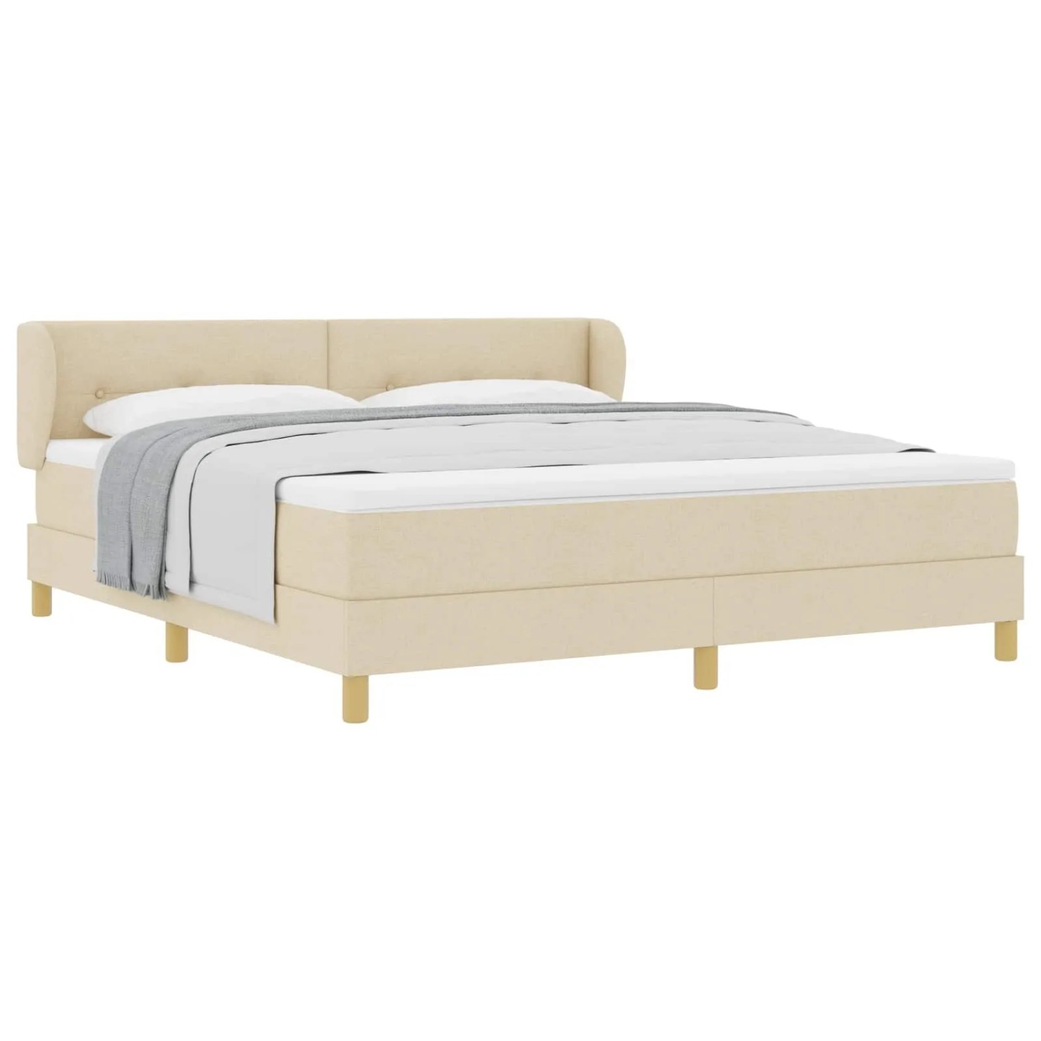 vidaXL Boxspringbett mit Matratze Creme 180 x 200 cm Stoff 3340232