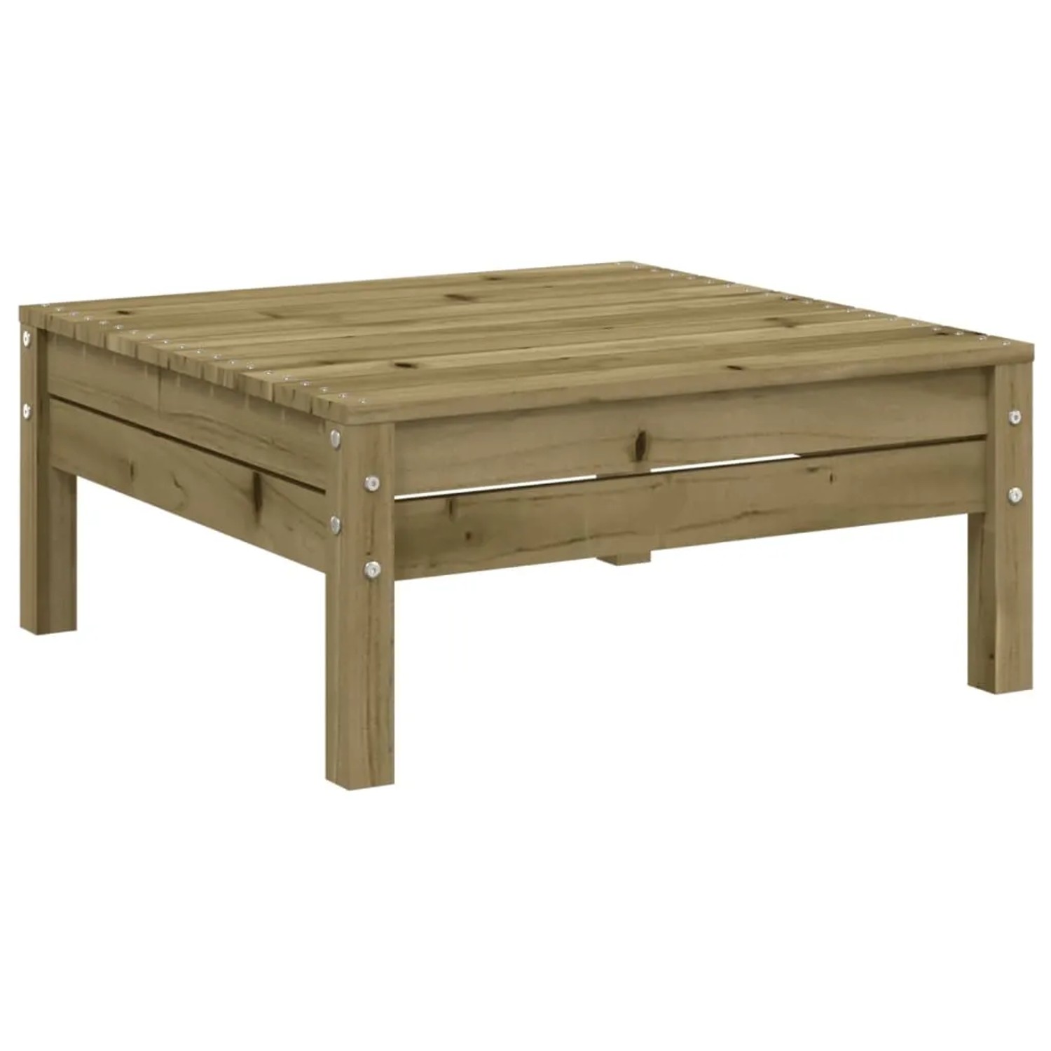 Quadratischer Hocker aus imprägniertem Kiefernholz, Teil der vidaXL Garten-Sofagarnitur.