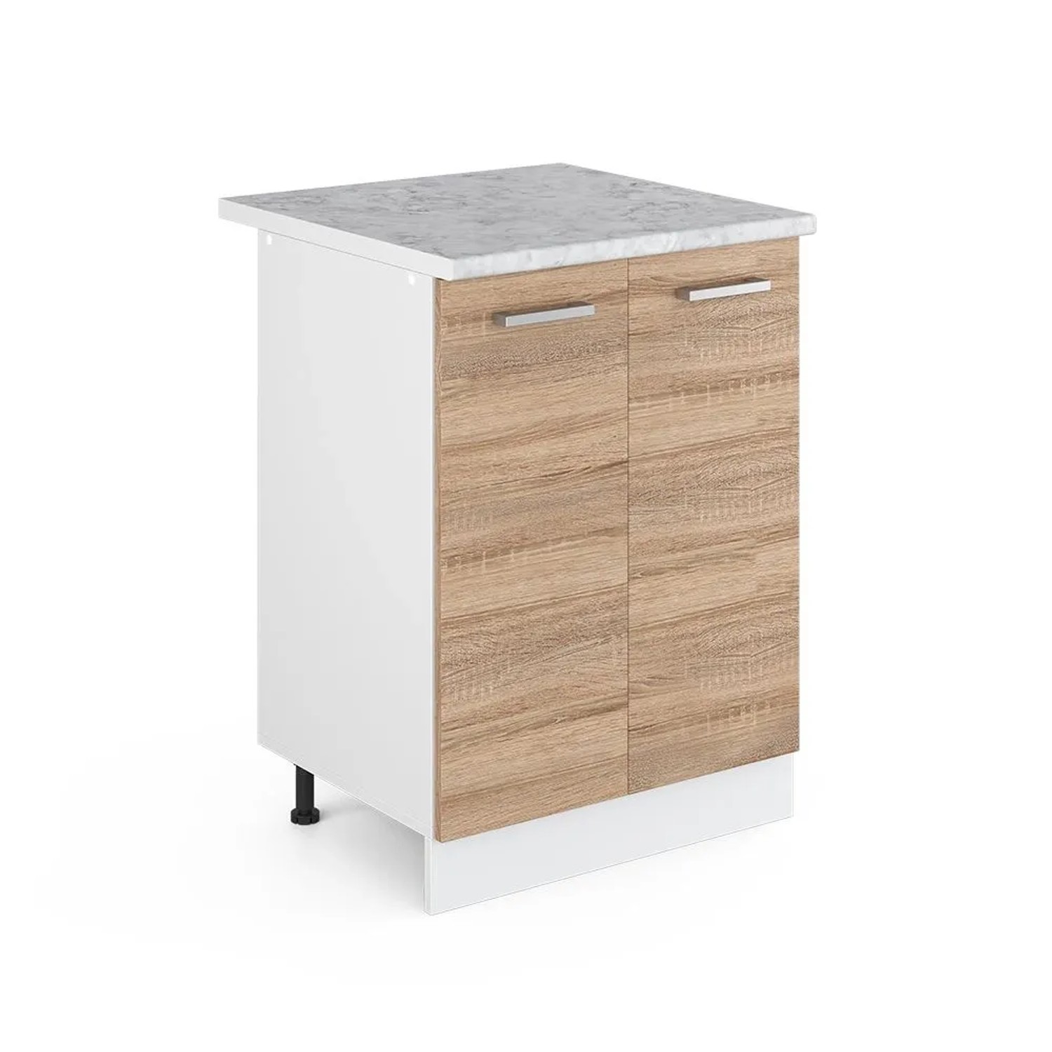 Vicco Küchenunterschrank R-Line Küchenkommode Sonoma Weiß 60 cm AP Marmor