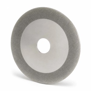 Wiltec Diamant-Schleifscheibe 100mm, flach. Graue Schleiffläche, silberner Kern für Sägeblatt Schärfgerät.