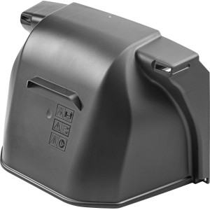 Schwarzer Stiga Heckdeflektor für Swift 372e Rasentraktor, Zubehör für Heckauswurf.