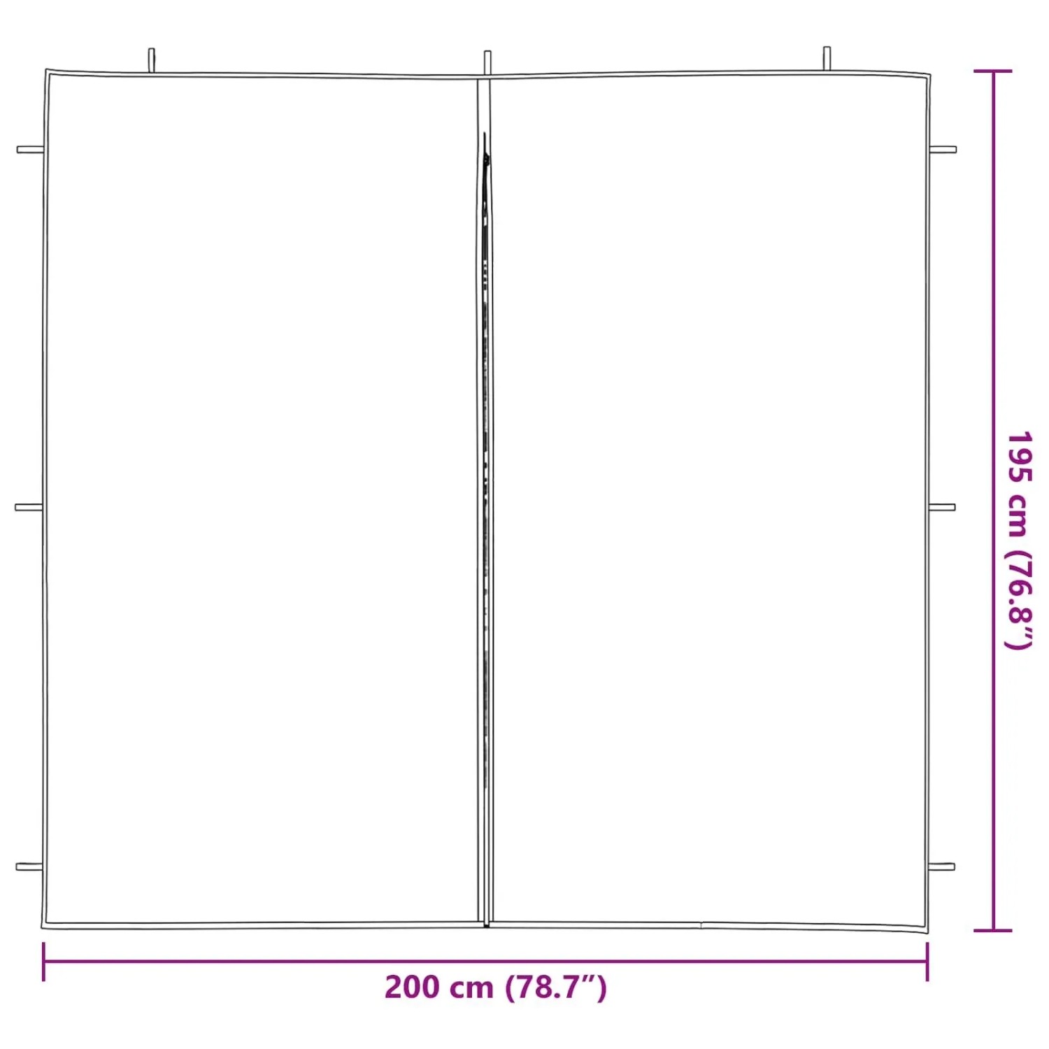 vidaXL Party Zelt Seitenteil 2 Stk Blau 200 x 195 cm PE und Stahl 42033011_6