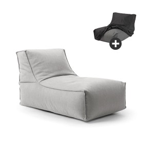 mokebo Outdoor Sitzsack Sundowner, hellgrau, mit Füllung und Schutzhülle.