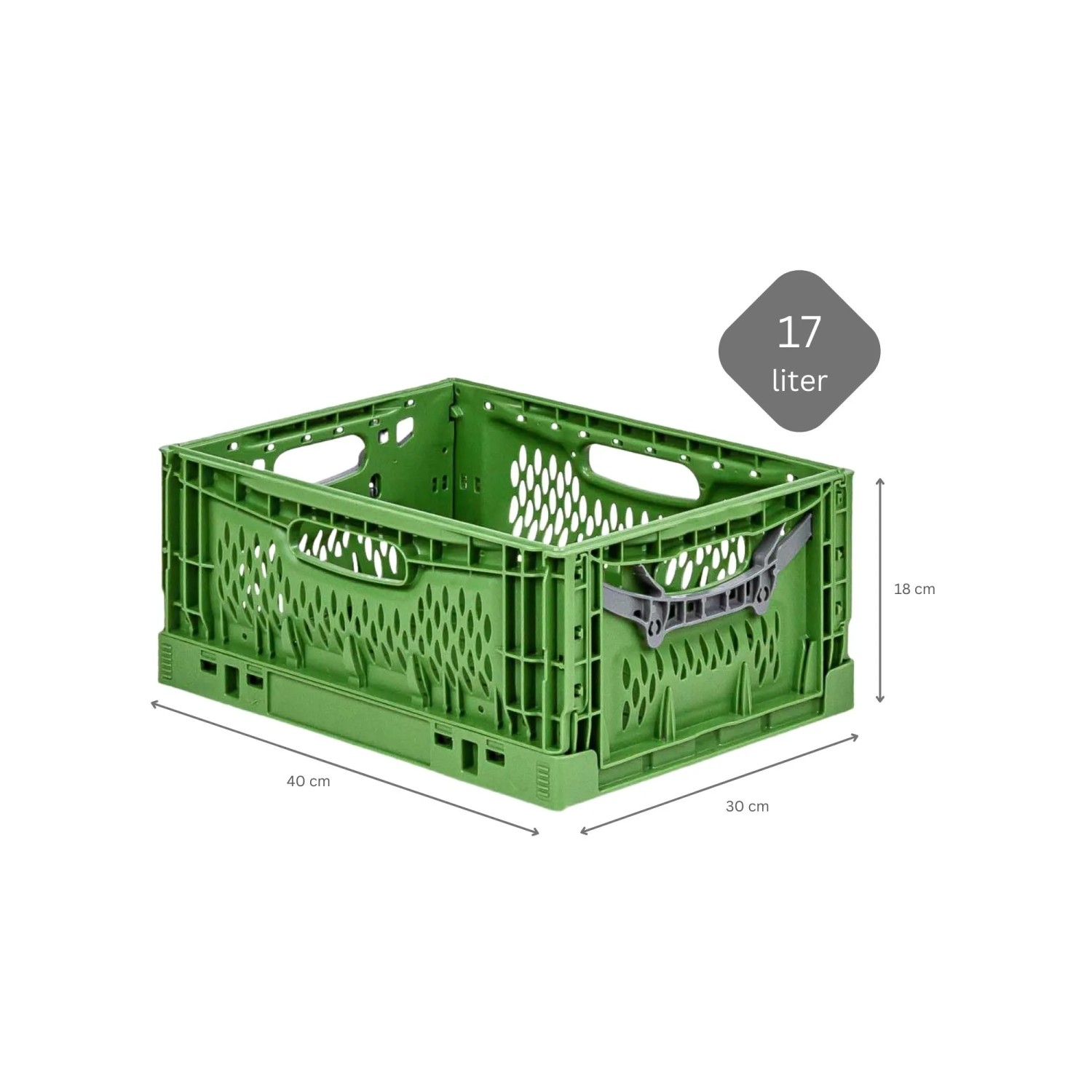 Grüne PROREGAL Klappbox, 17 Liter, stapelbar, für Industrie und Gewerbe. Aufbewahrungsbox aus Kunststoff.
