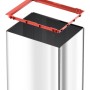 Weißer Hailo Mülleimer Big-Box Swing L (35 l) mit rotem Klemmrahmen.