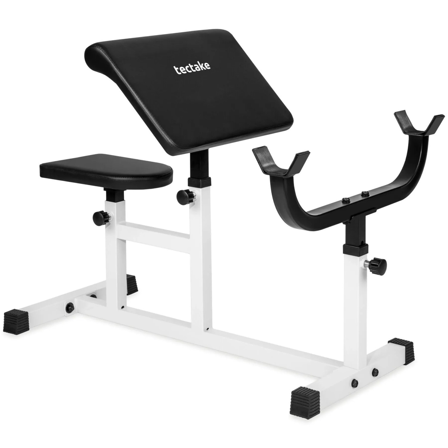 Tectake Curlbank  Hantelablage 5 Fach Höhenverstellbar Armablage 4 Fach  Sitz 5 Fach Höhenverstellbar  98 x 65 x 94 cm Schwarz Weiß