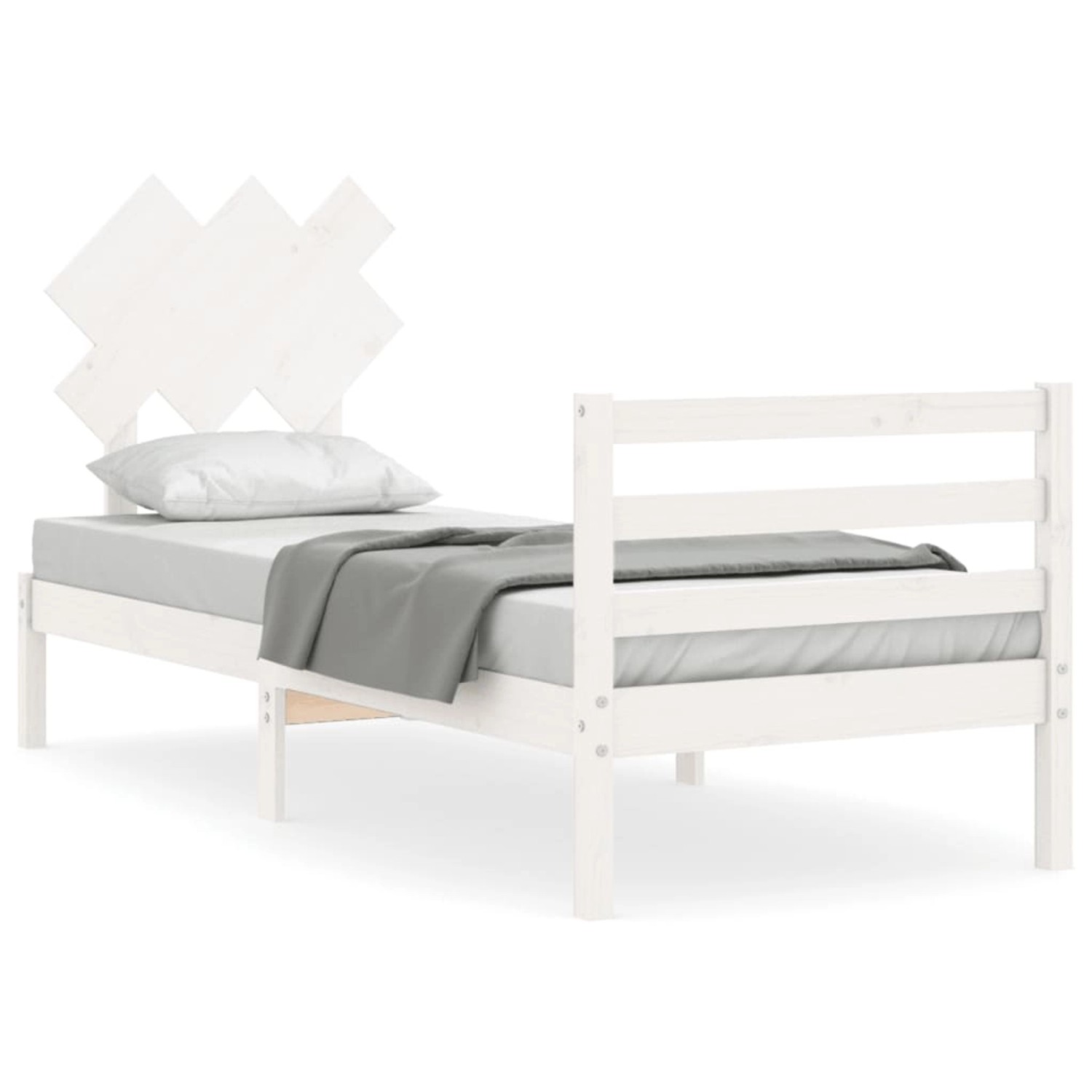 vidaXL Massivholzbett mit Kopfteil Weiß 3195252 günstig online kaufen