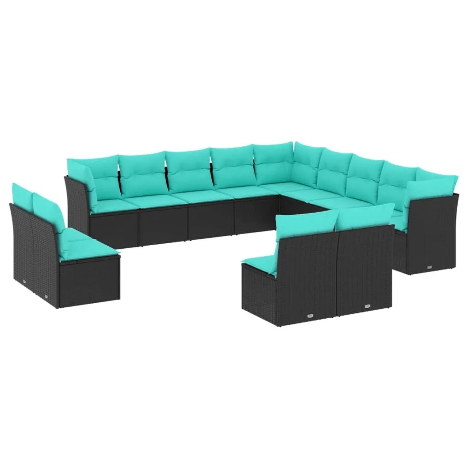 vidaXL 13-Tlg Gartensofa-Set mit Kissen Schwarz Polyrattan 3218487 günstig online kaufen