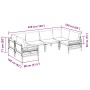 vidaXL Garten-Sofa-Set, 6-teilig, Anthrazit, Stahl, mit Maßangaben.