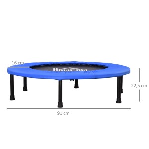 Blau-schwarzes HOMCOM Fitness Trampolin aus Stahl und Kunststoff, 91x22,5 cm.