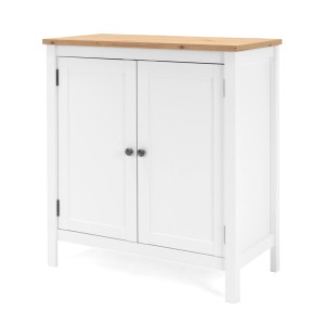Furn.Design Kommode Weiß und Eiche Artisan Landhaus 80 x 90 cm 2-türig Anrichte Vestland
