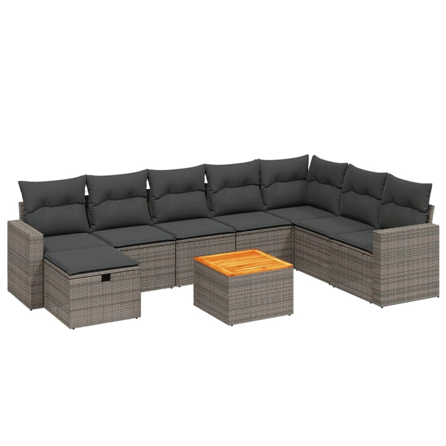 vidaXL 9-Tlg Garten-Sofagarnitur mit Kissen Grau Poly Rattan 3264875 günstig online kaufen