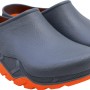 Gartenclog in Schwarz-Orange, Größe 41/42, ideal für Gartenarbeit und Freizeit.