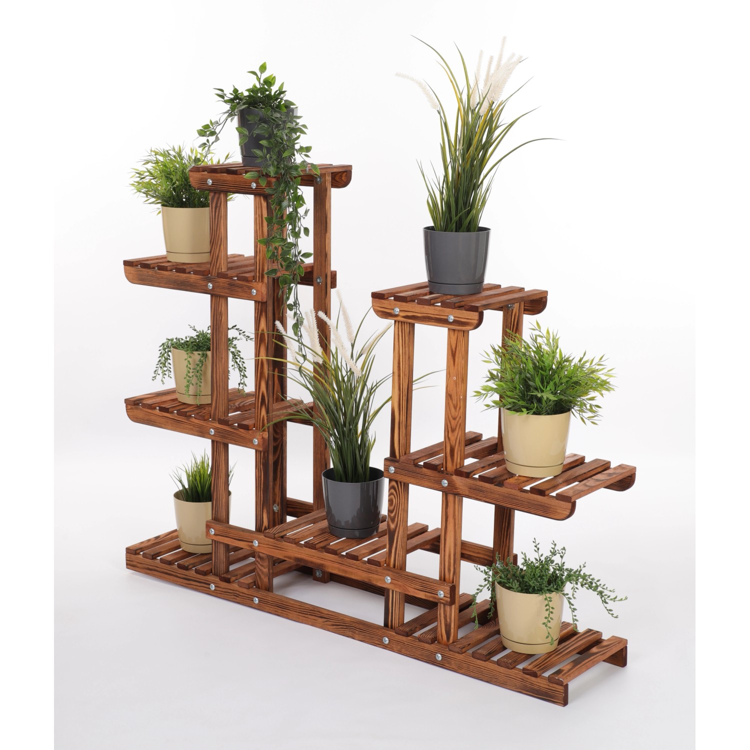 PROREGAL Blumenständer FLORANGE HxBxT 116x95x25cm 8 Ablagen Braun Gebrannt günstig online kaufen