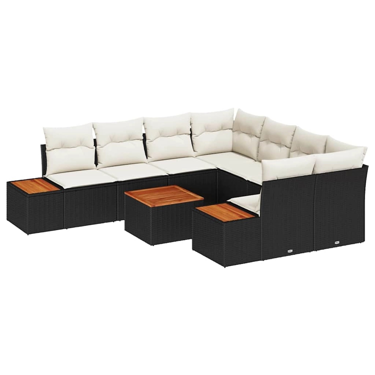 vidaXL Garten-Sofa-Set mit Kissen 9-Tlg Schwarz Poly Rattan 3348053 günstig online kaufen