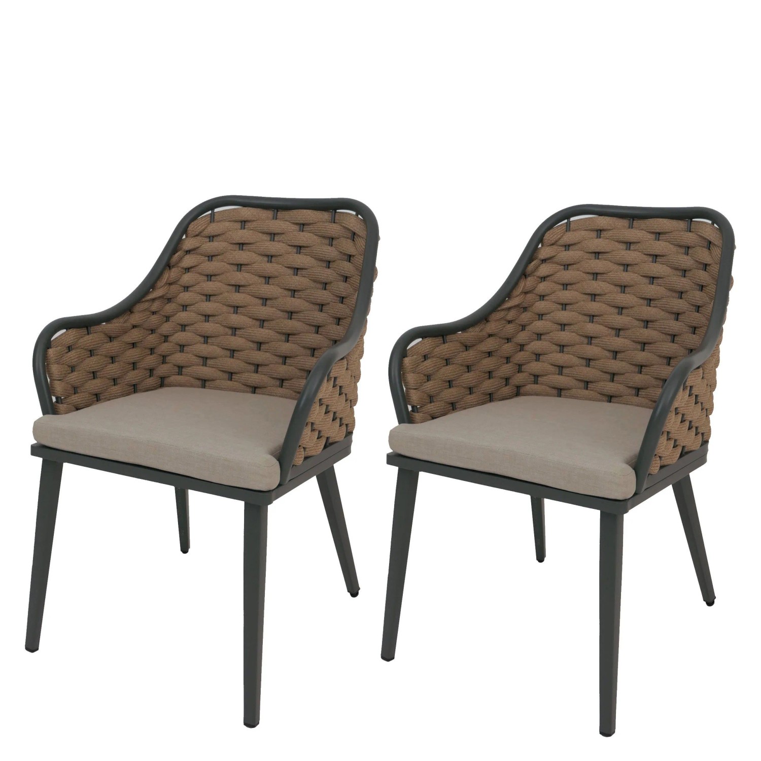 Proregal 2er-Set Aluminium-Gartenstuhl HxBxT 84x59x63 cm Sitzhöhe 46cm Olef günstig online kaufen