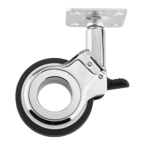SOTECH Design Möbelrolle BERLIN, Ø60 mm, Chrom poliert, mit Montageplatte und Bremse. Belastbar bis 60 kg.
