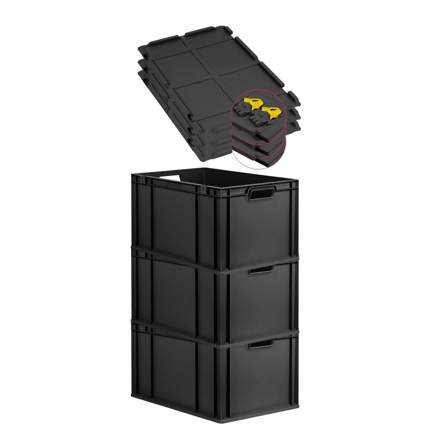 PROREGAL SuperSparSet 3x Eurobox Nextgen Grip Mit Scharnierdeckel Und Gelbe günstig online kaufen