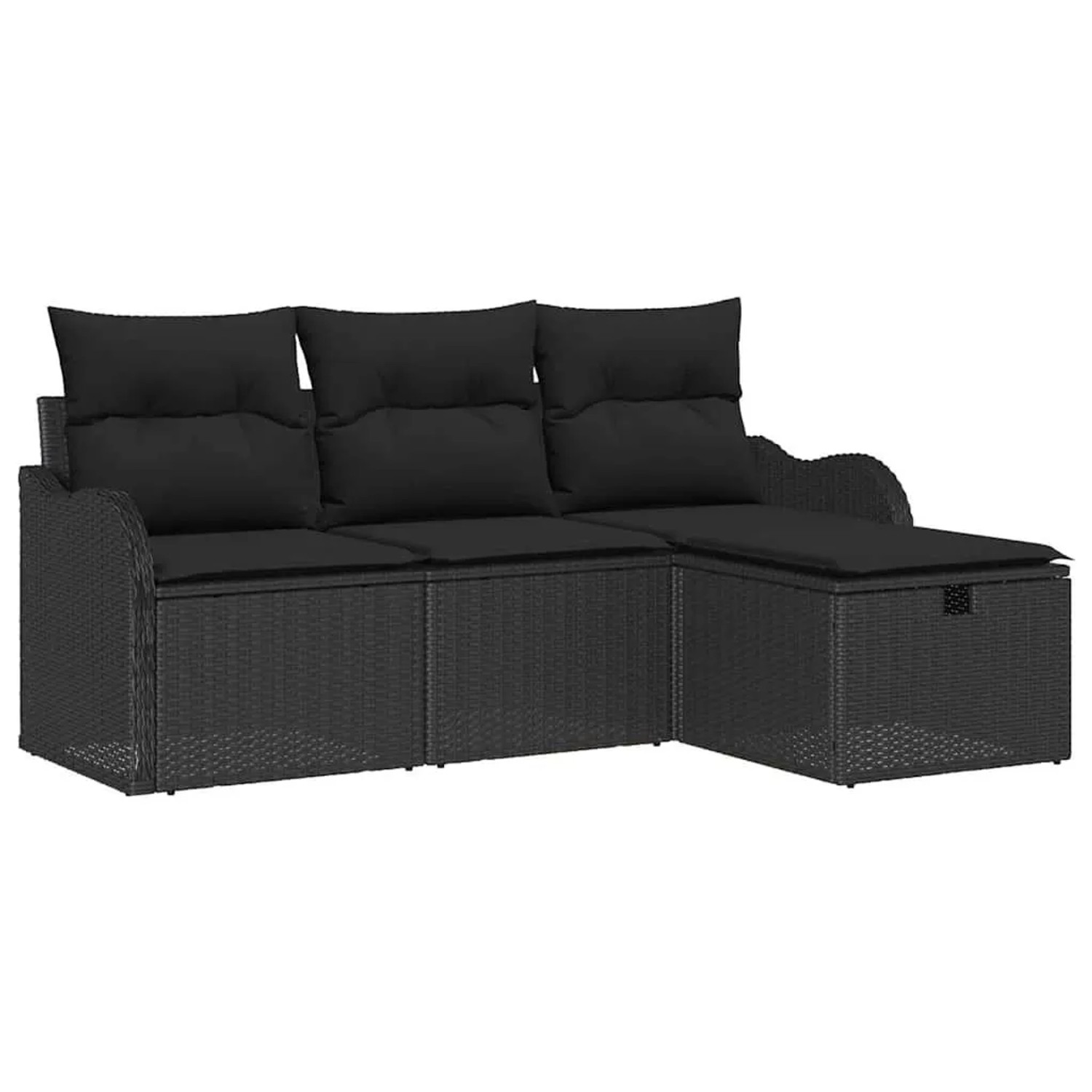 vidaXL Gartensofa-Set mit Kissen 4 Stk Schwarz Poly-Rattan 3358952