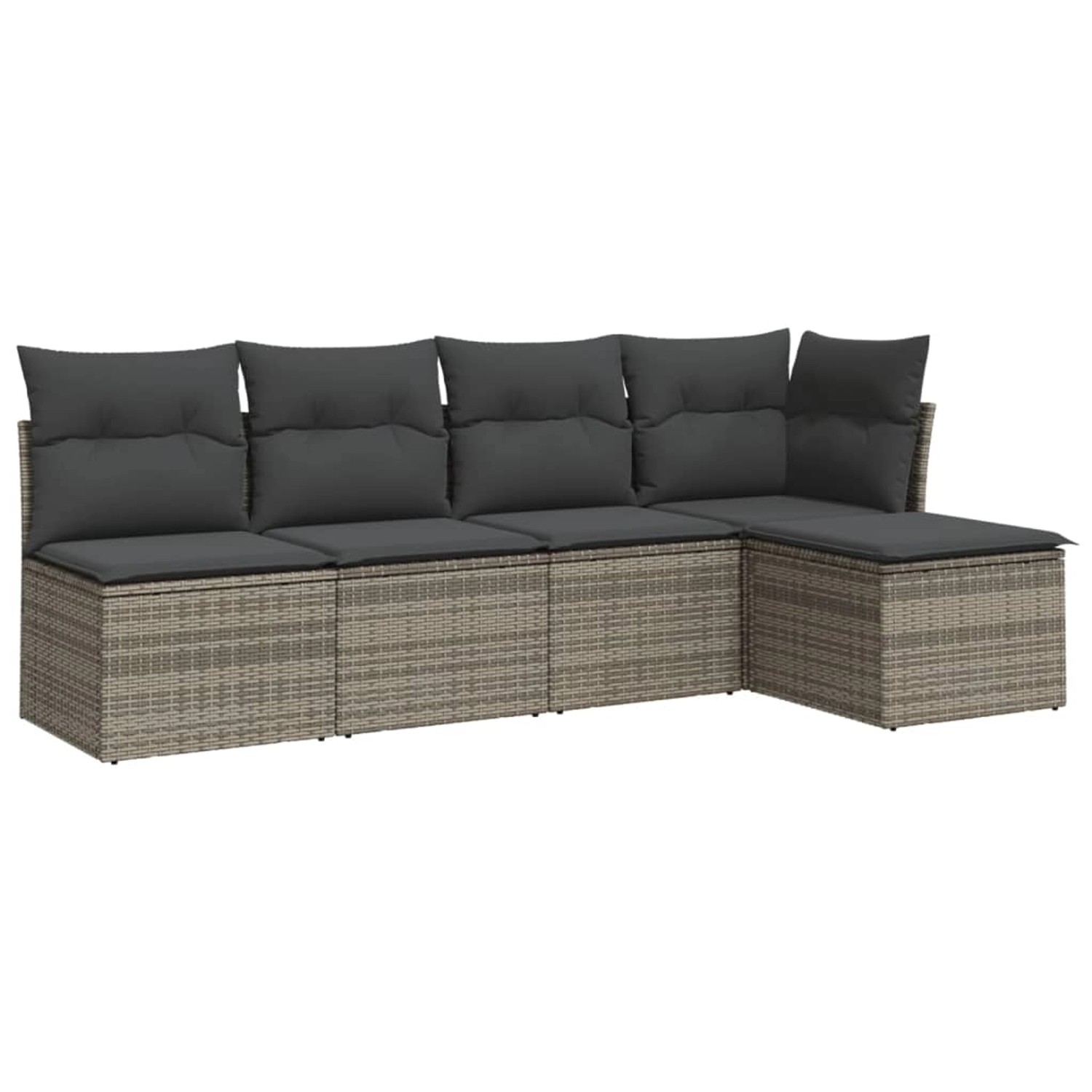 vidaXL 5-tlg Garten-Sofagarnitur mit Kissen Grau Poly Rattan Modell 9