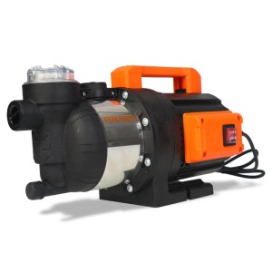 FUXTEC Gartenpumpe FX-GP1200N, schwarz-orange, mit silbernem Pumpengehäuse und Tragegriff. Ideal für Hauswasserwerk.