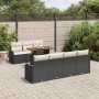 vidaXL 8-teiliges Garten-Sofa-Set aus Poly Rattan in Schwarz mit Tisch und Kissen.