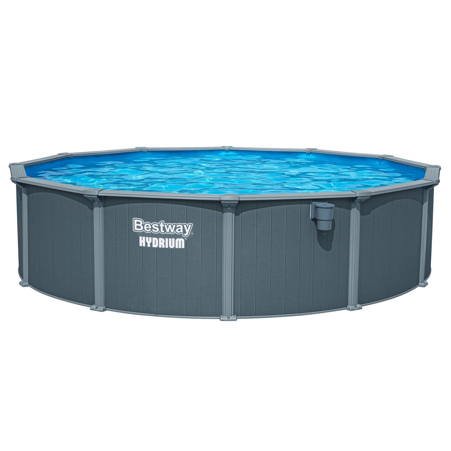 Bestway Hydrium Stahlwandpool-Set in Holzoptik, Ø 549x132cm, mit Sandfilteranlage.