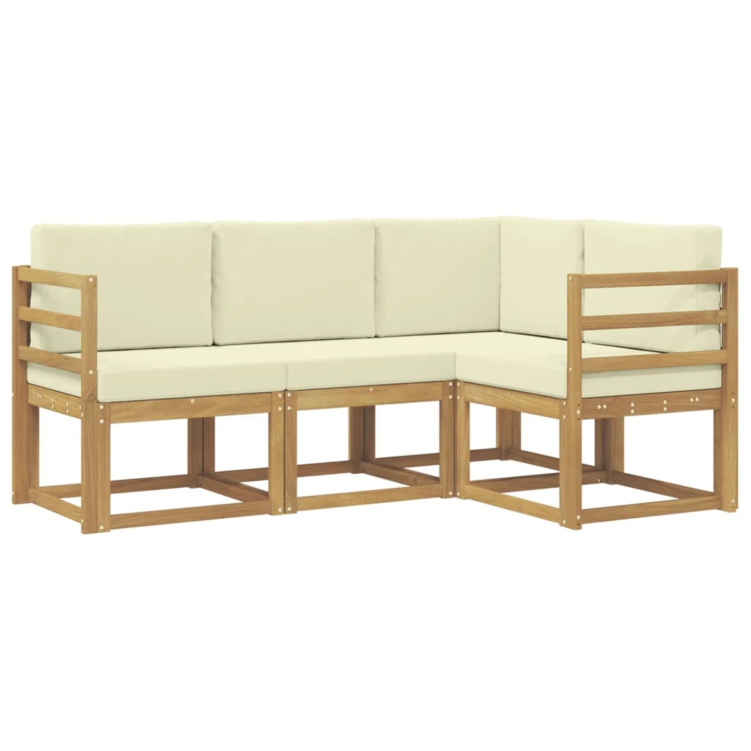 vidaXL Outdoor-Sofagarnitur mit Kissen 4-Tlg Weiß und Creme 3387544
