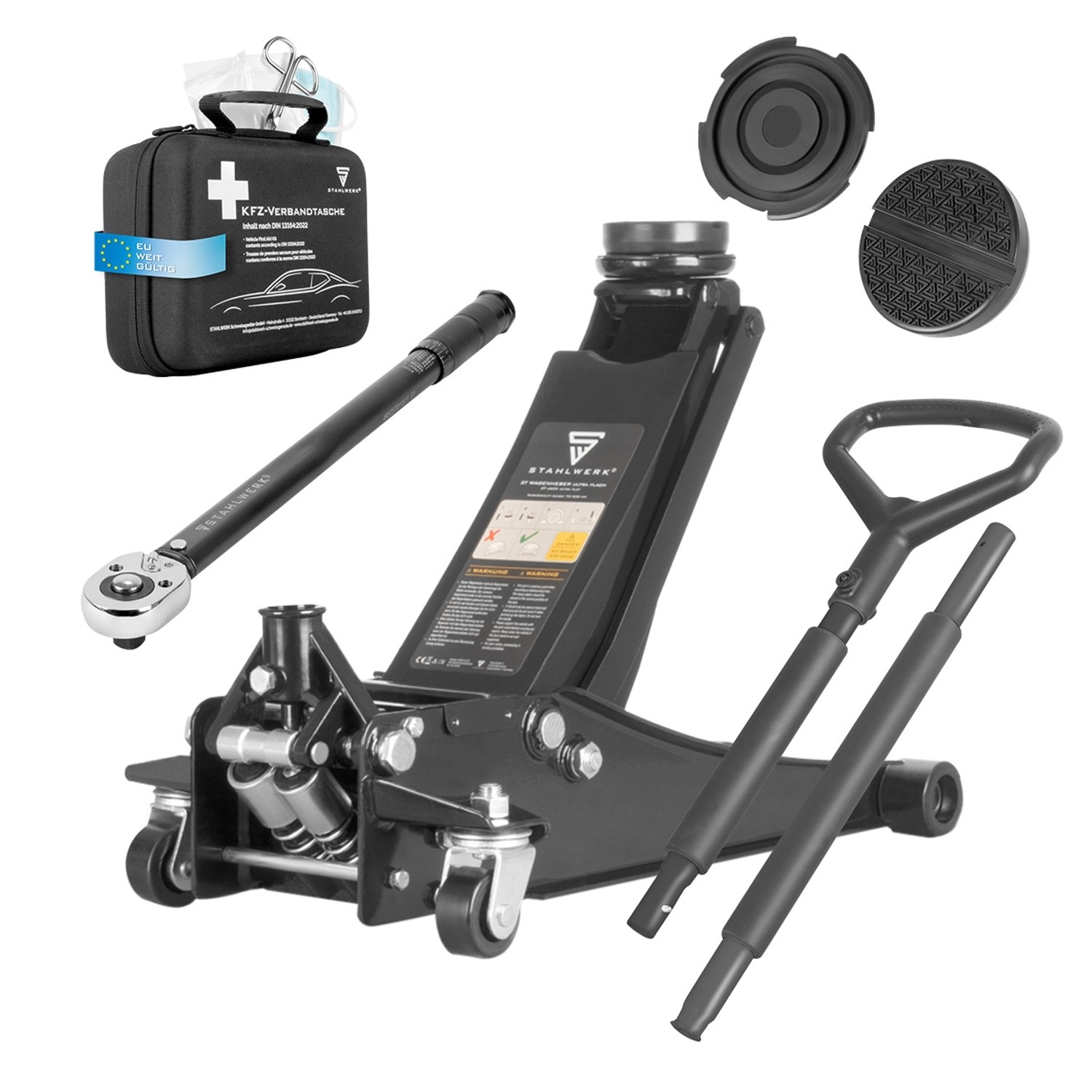 STAHLWERK Reifenwechsel Set Wagenheber WHB 73 ST Drehmomentschlüssel TW 210 ST