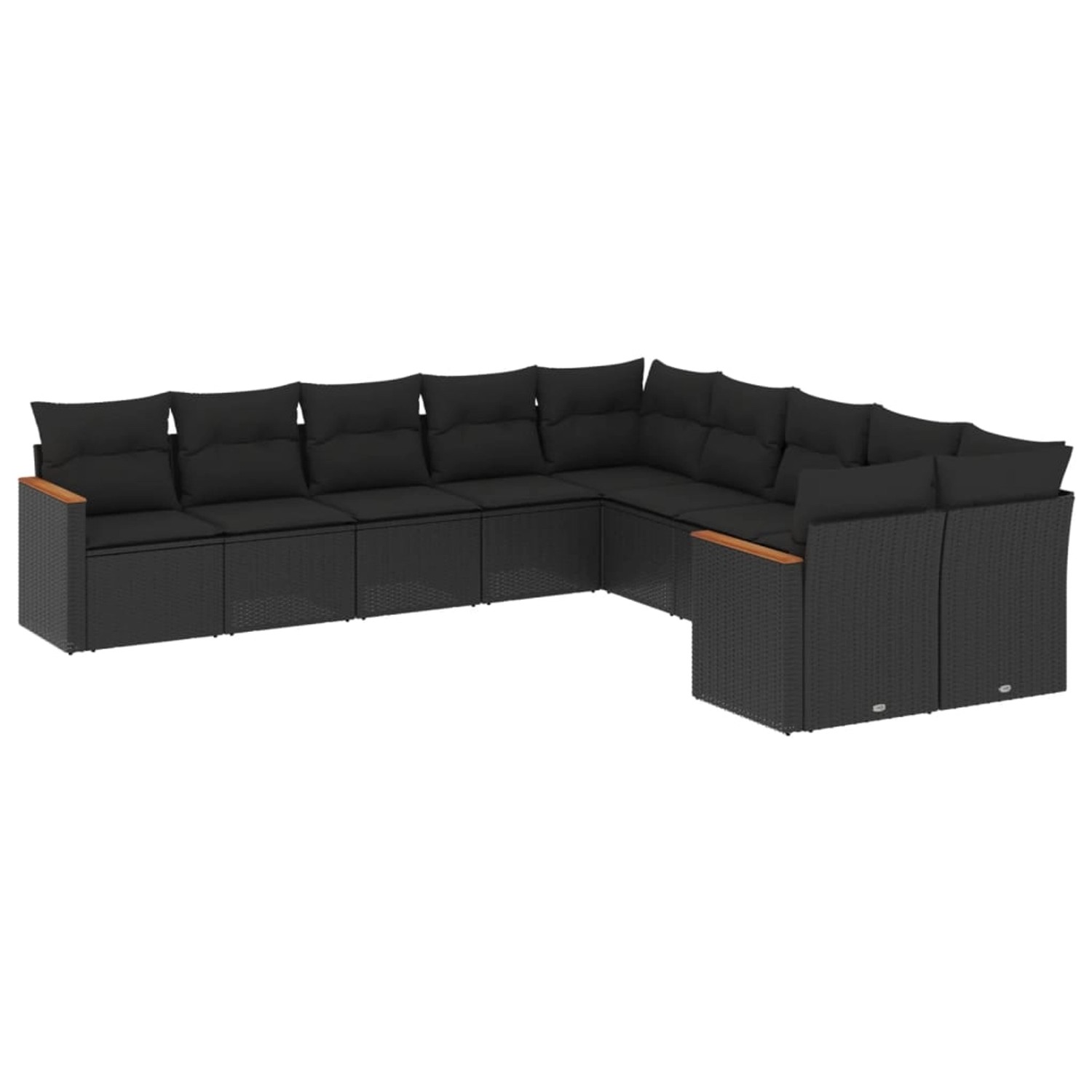 vidaXL 10-tlg Garten-Sofagarnitur mit Kissen Schwarz Poly Rattan Modell 113 günstig online kaufen