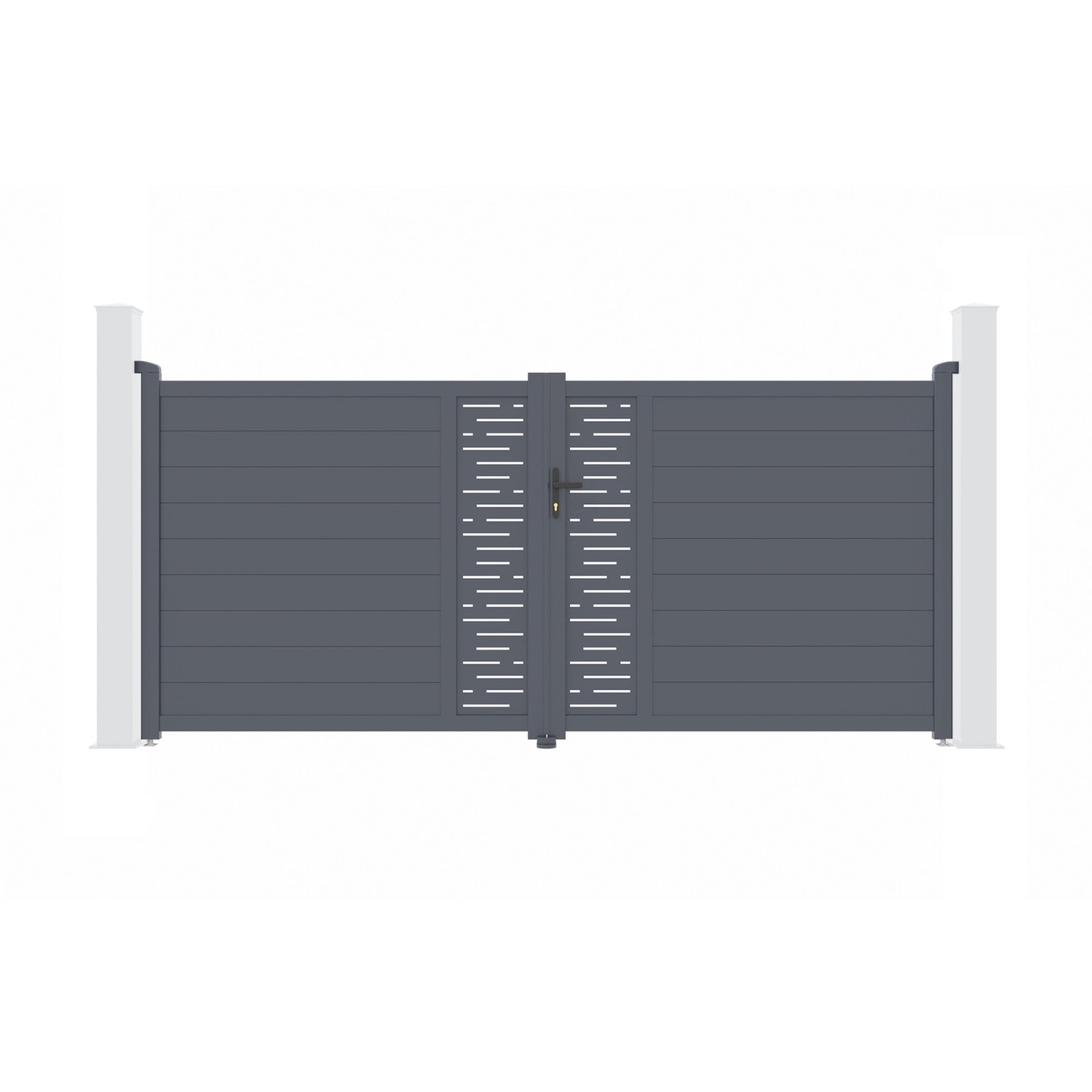 Casanoov Flügeltor 3 5M Arlberg H 160Cm & 2 Pfosten H 190Cm Aluminium Grau günstig online kaufen