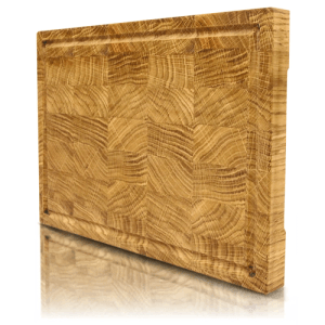 DELUKE Schneidebrett Holz Klein MILA KLINGENSCHONEND 28x20x2,5cm Stirnholz Eiche mit Saftrille Holzbrett Küchenbrett