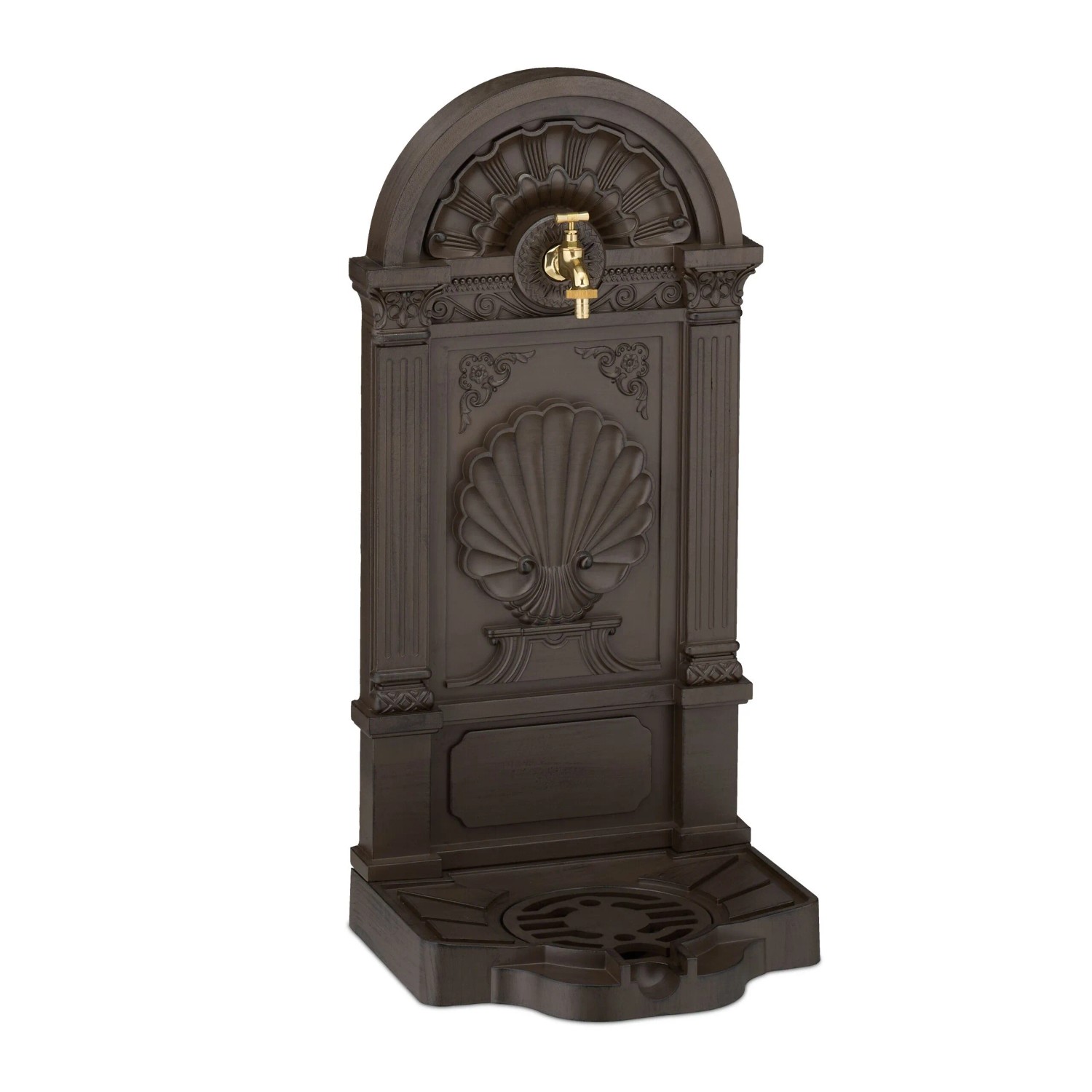 Relaxdays Standbrunnen Antik Aluminiumguss Dunkelbraun Gold 82,5 cm x 39 cm x 32 cm