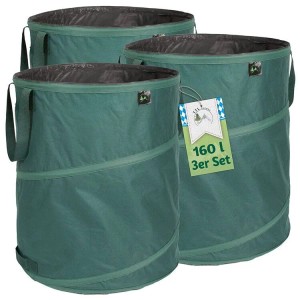 TTL GARDEN Pop-Up Laubsack Premium 160L 3er Set Selbststehend 220g/qm Gartensack Faltbar Für Laub Gras Gartenabfall