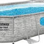 Bestway Stahlrahmenpool Set Power Steel Swim Vista, 424x250x100 cm, oval, grau, mit Leiter und Pumpe.