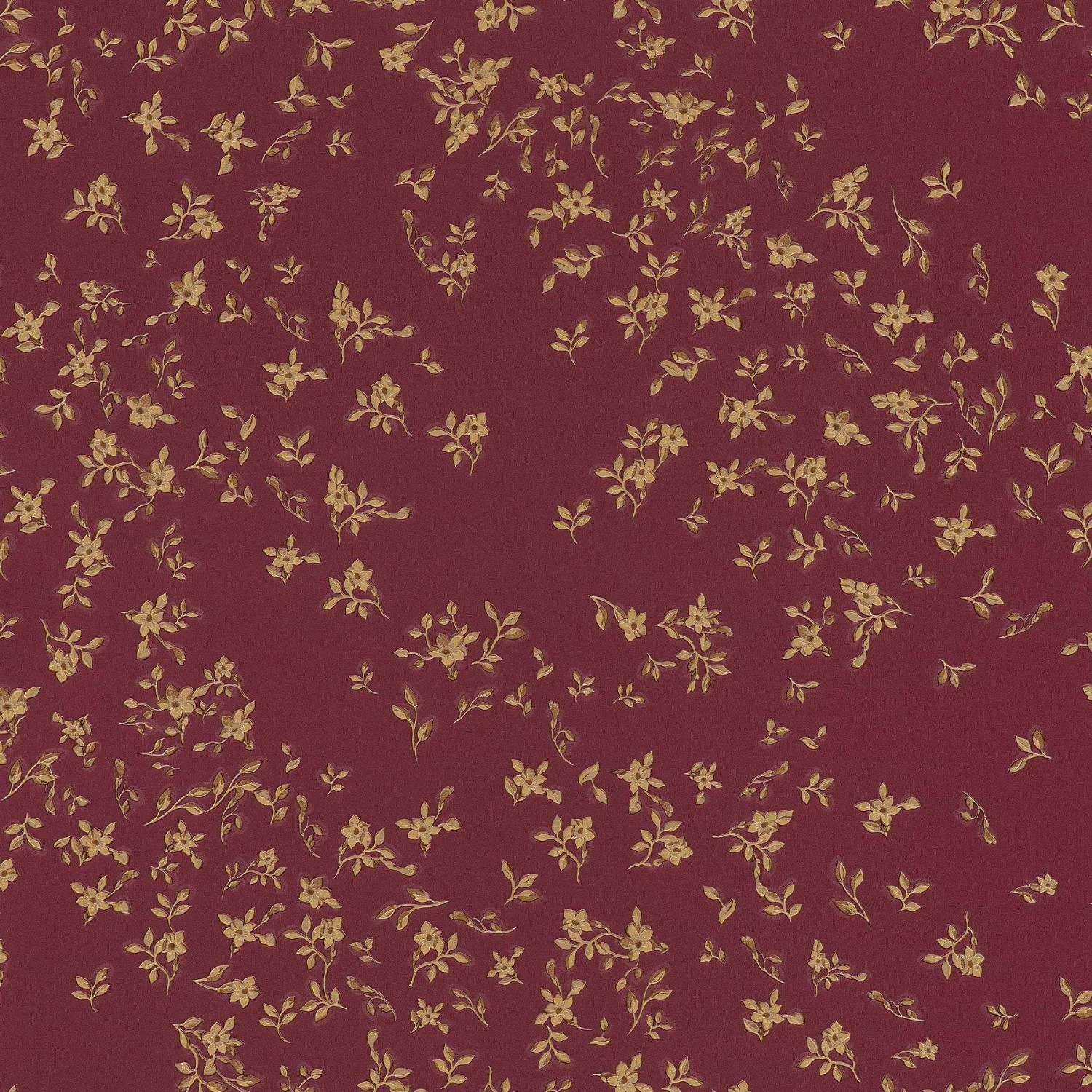 Bricoflor Bordeaux Tapete mit Blümchen in Gold Edle Blumentapete in Rot für Esszimmer und Wohnzimmer Florale Vliestapete Im Englischen Landhausstil