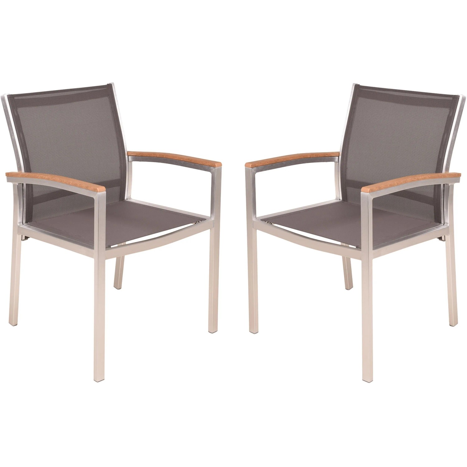 Garden Pleasure Stapelstuhl LIVORNO Aluminium mit Armlehnen Grau 2er Set