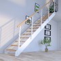 Weiße Treppe Kos mit 11 Eiche Stufen und Metallgeländer für den Innenbereich.