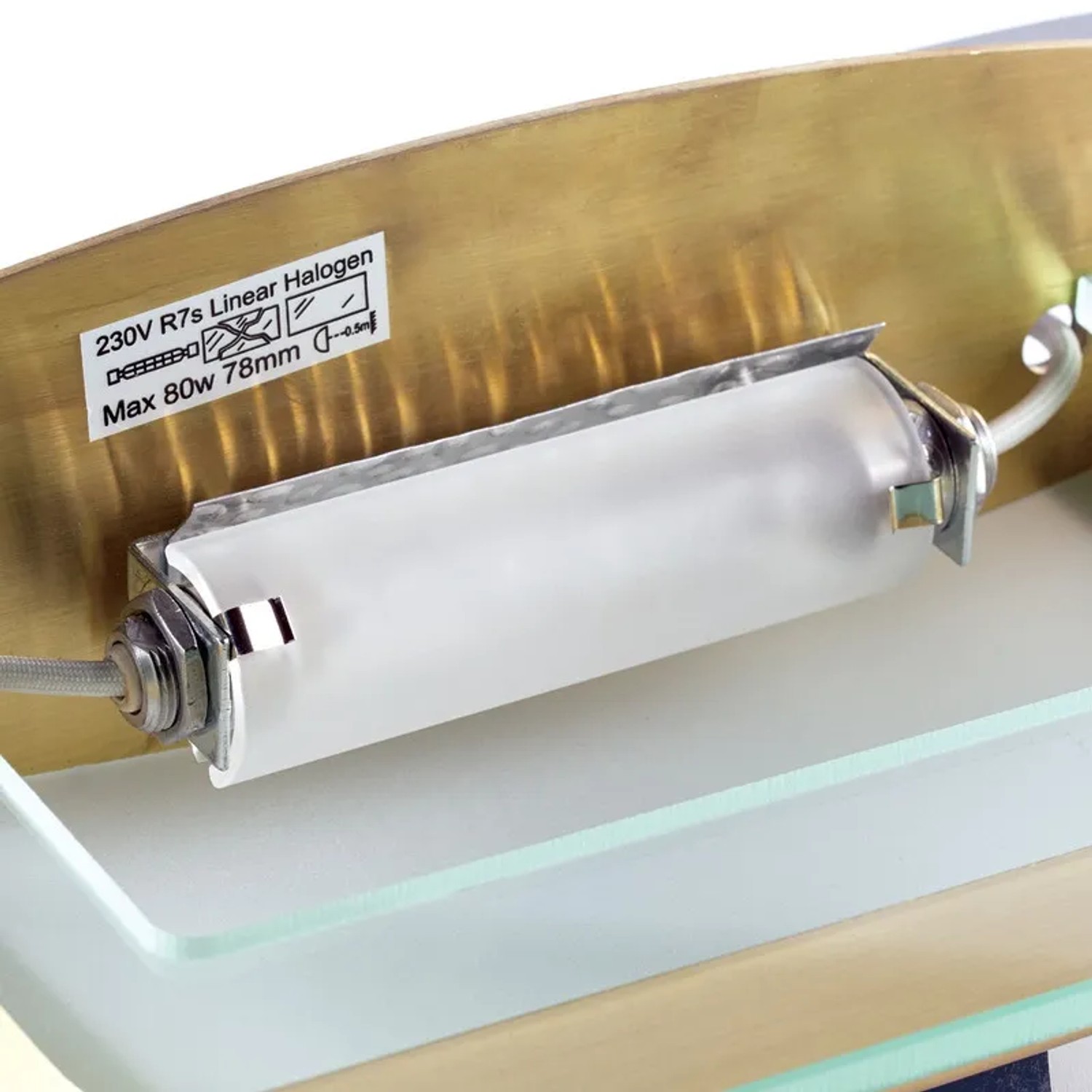 Orion Lightstyle Schutzglas R7s Matt 95mm für Deckenfluter, Detailansicht.