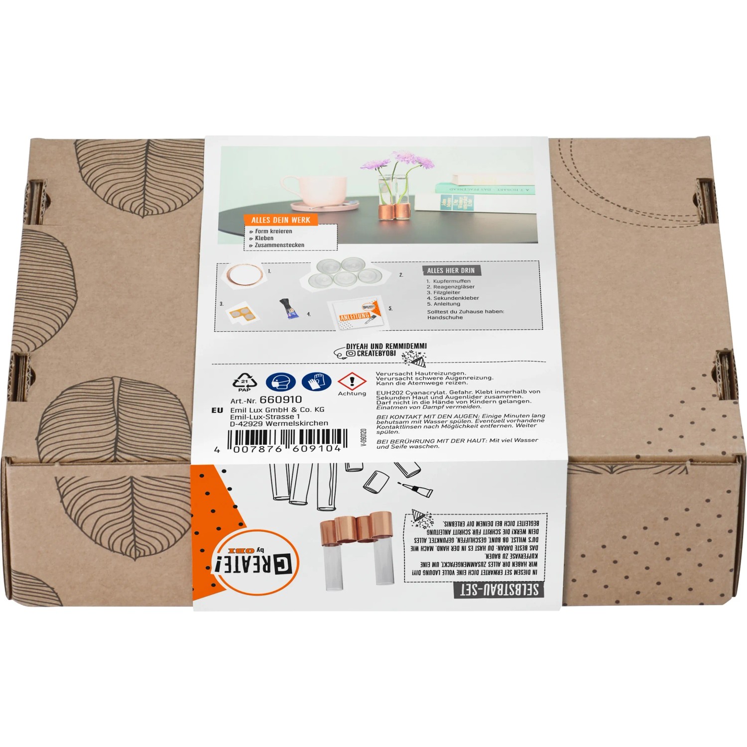 CREATE! by OBI DIY Kupfervase, Selbstbau-Set in Kartonverpackung.