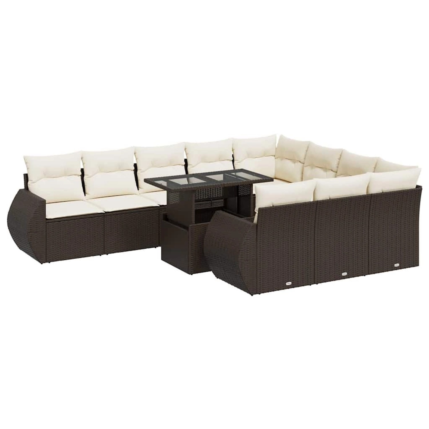 vidaXL 11-Tlg Garten-Sofagarnitur mit Kissen Braun Poly Rattan 3326714 günstig online kaufen